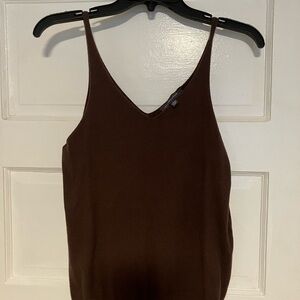 Beautiful soft knit tank top in chocolate brown. Perfect to pair with trousers